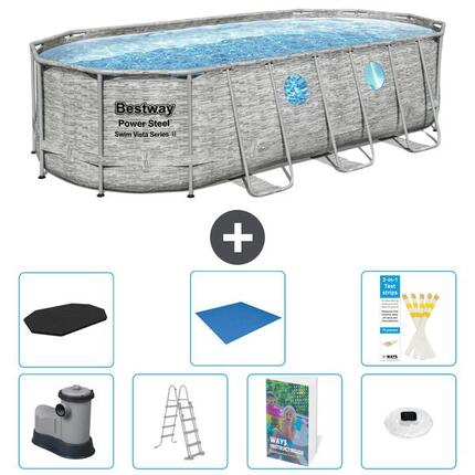 BESTWAY Basen Power Steel Owalny - 549x274x122 cm - 8-częściowy S596