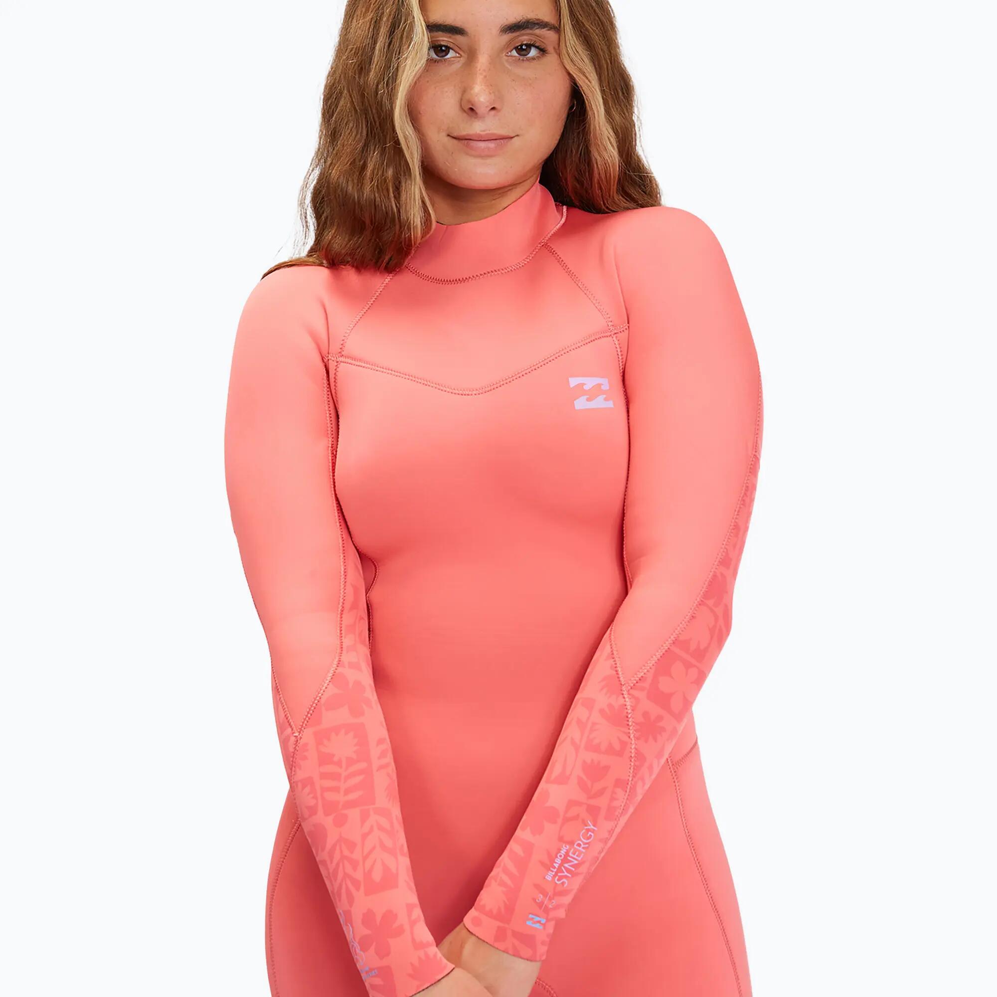 Női úszó neoprén Billabong 4/3 mm Synergy Back Zip 2022 vintage korall 4/6