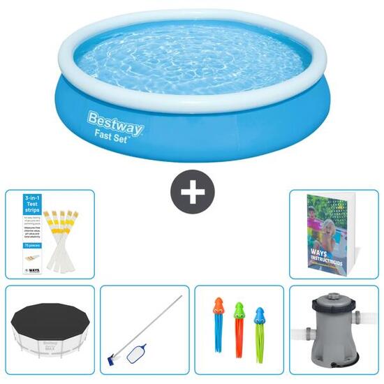 BESTWAY Basen Fast Set Okrągły - 366x76 cm - 7-częściowy S125