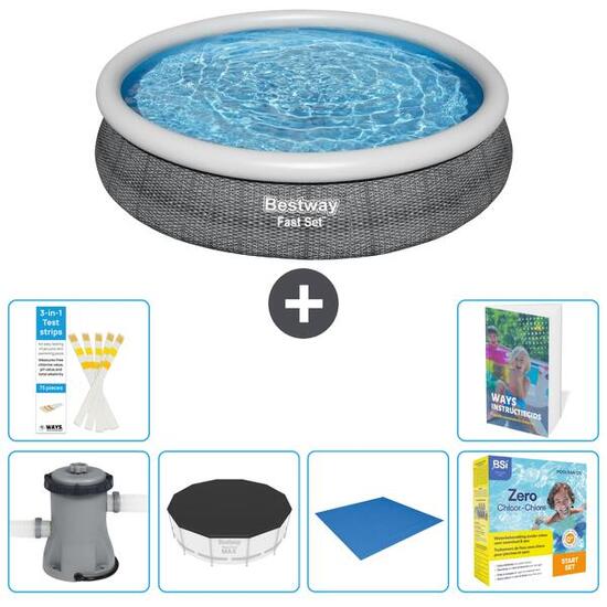 BESTWAY Basen Fast Set Okrągły - 366x76 cm - 7-częściowy S198