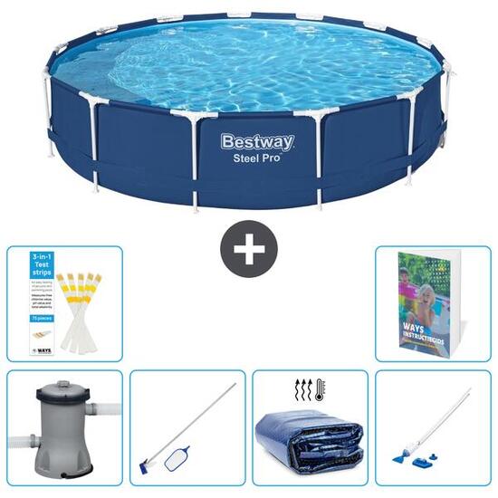 BESTWAY Basen Steel Pro Okrągły - 396x84 cm - 7-częściowy S323