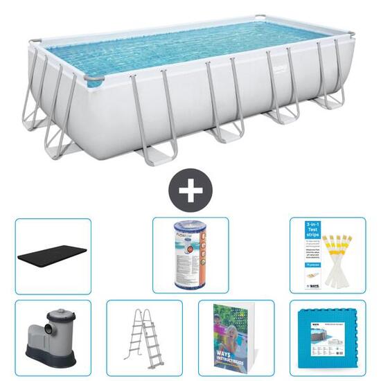 BESTWAY Basen Power Steel Prostokątny - 549x274x122 cm - 8-częściowy S602
