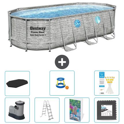 BESTWAY Basen Power Steel Owalny - 549x274x122 cm - 8-częściowy S525