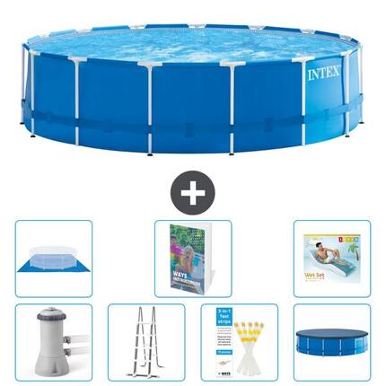 INTEX Basen ze stelażem Okrągły - 457x122 cm - 8-częściowy S670