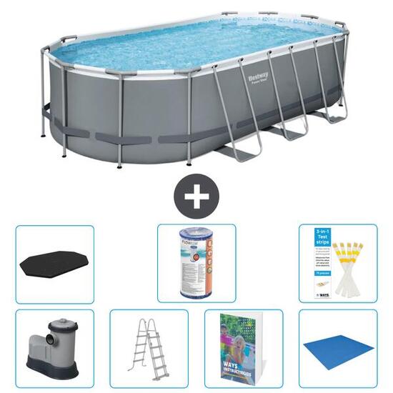 BESTWAY Basen Power Steel Owalny - 549x274x122 cm - 8-częściowy S594