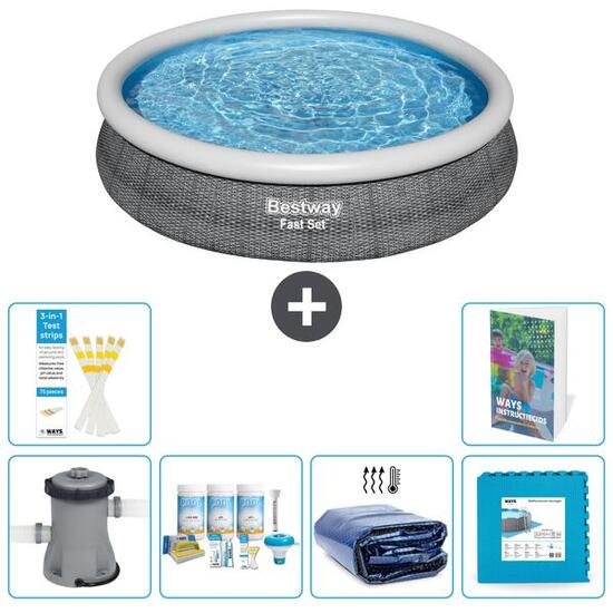 BESTWAY Basen Fast Set Okrągły - 366x76 cm - 7-częściowy S188
