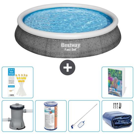 BESTWAY Basen Fast Set Okrągły - 396x84 cm - 7-częściowy S194