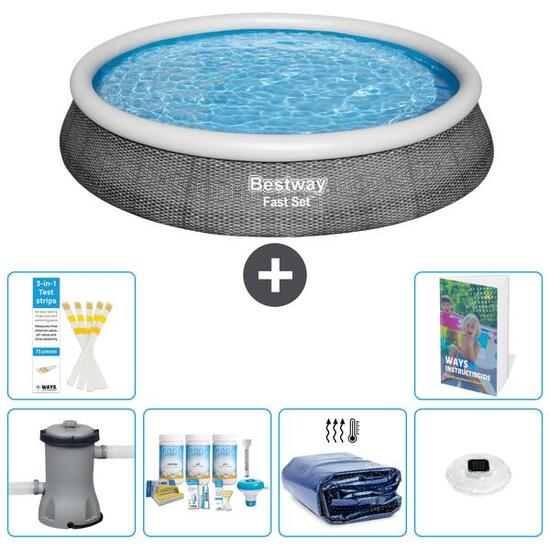 BESTWAY Basen Fast Set Okrągły - 396x84 cm - 7-częściowy S228