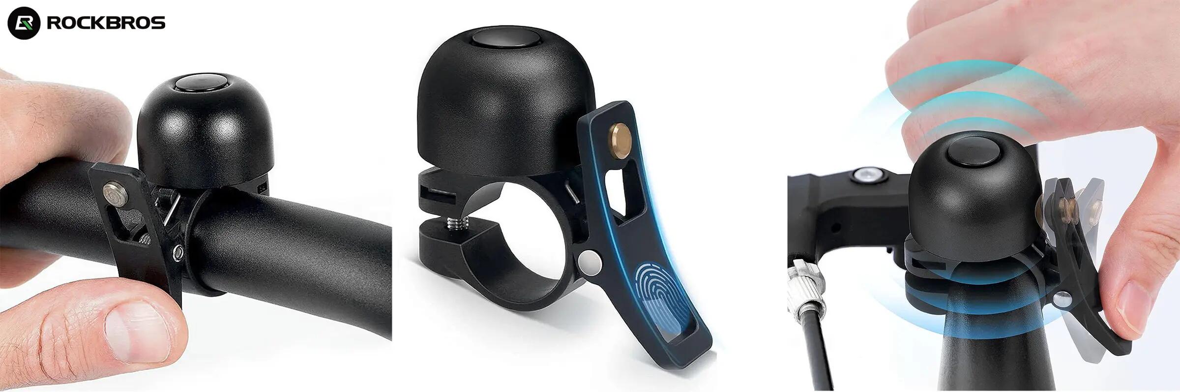 Cloche de vélo ROCKBROS Aluminium 120dB Czarny 4/4