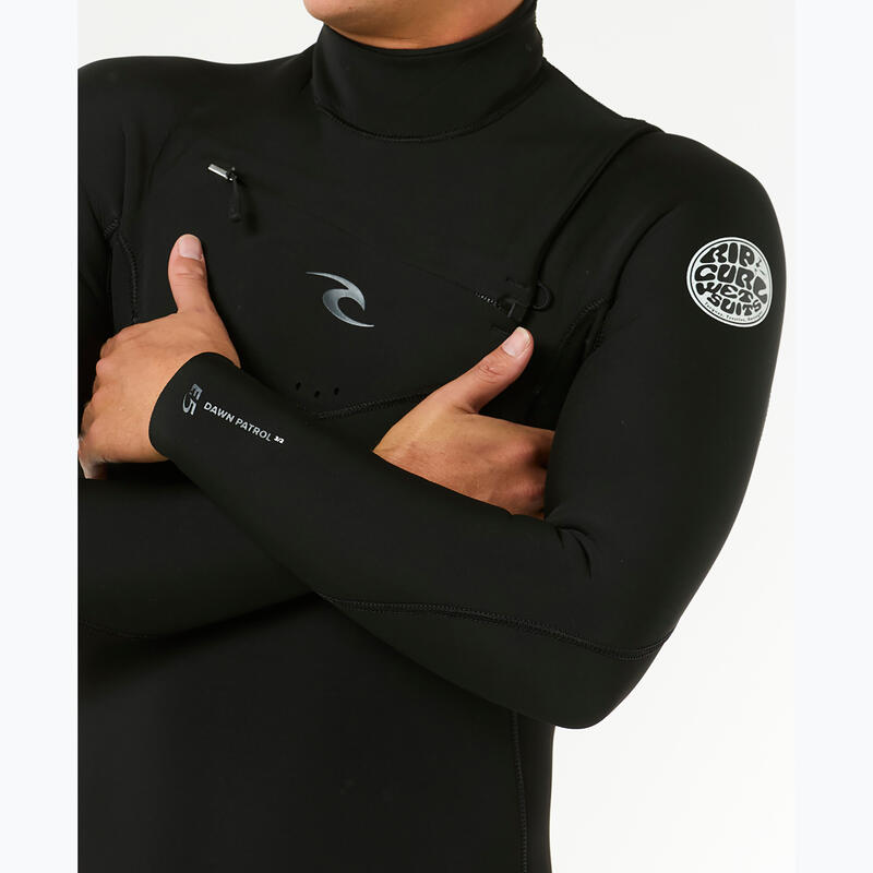 Costum de înot bărbați Rip Curl Dawn Patrol 3/2 mm cu fermoar frontal negru