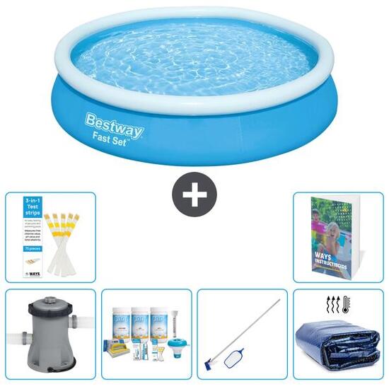 BESTWAY Basen Fast Set Okrągły - 366x76 cm - 7-częściowy S267