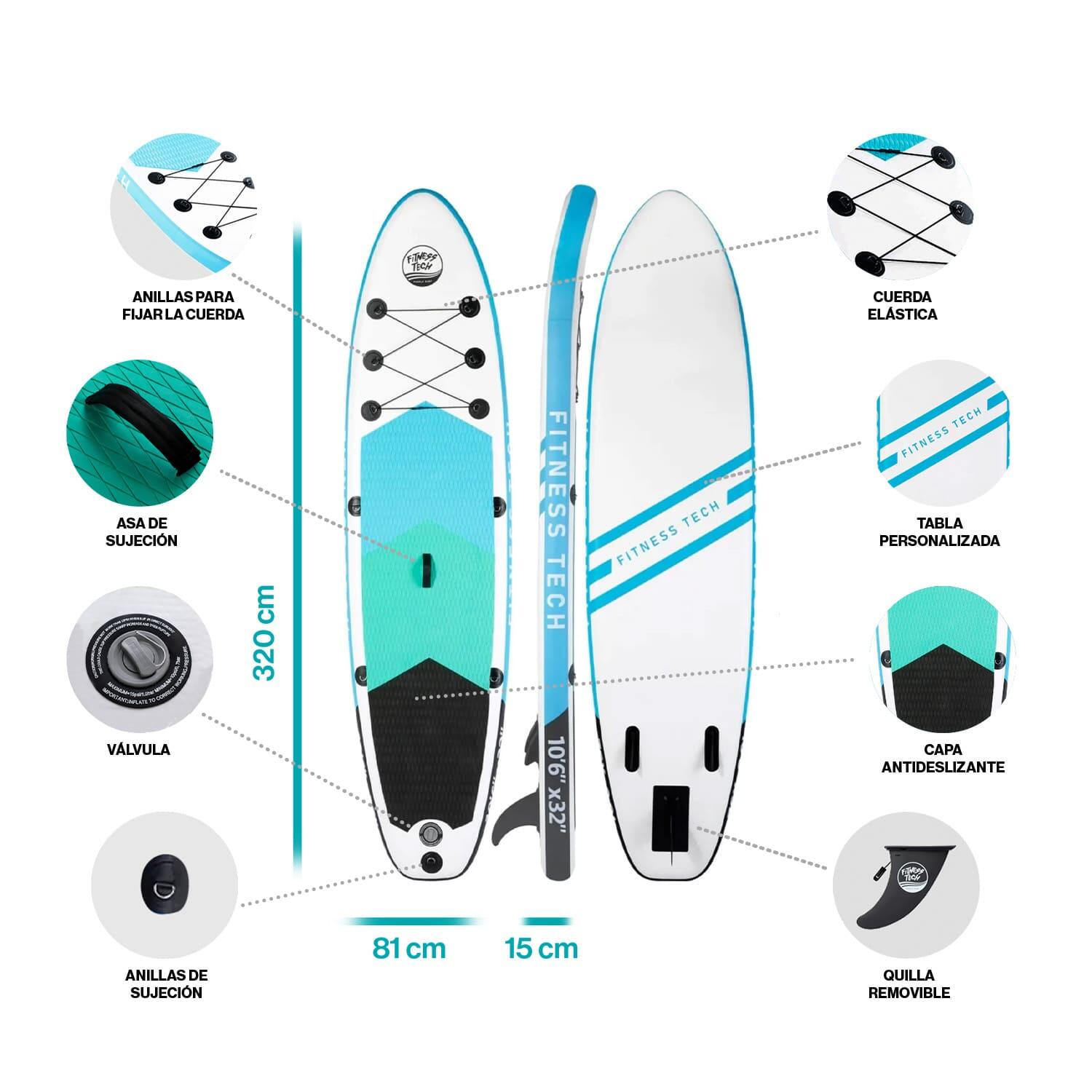 Stand up Paddle Surf Gonflable Ibiza 10'6" 320X81X15CM <160kg Accessoires 2/9