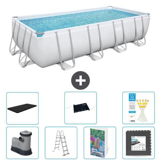 BESTWAY Basen Power Steel Prostokątny - 549x274x122 cm - 8-częściowy S543