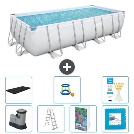 BESTWAY Basen Power Steel Prostokątny - 549x274x122 cm - 8-częściowy S570