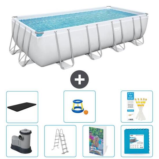 BESTWAY Basen Power Steel Prostokątny - 549x274x122 cm - 8-częściowy S570