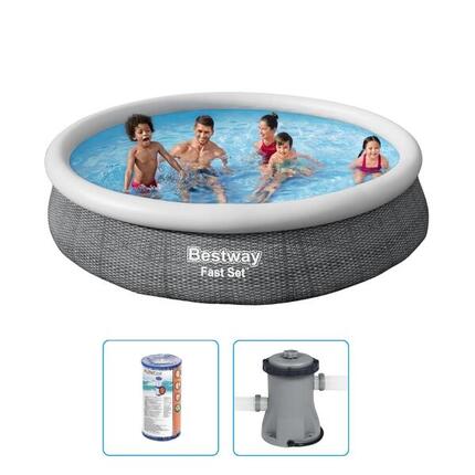 Bestway Fast Set 366x76cm Zwembad Rattan – 3-delig