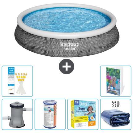 BESTWAY Basen Fast Set Okrągły - 396x84 cm - 7-częściowy S224