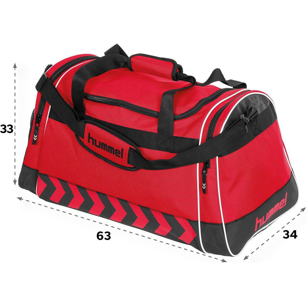 Hummel Luton (L) Sac de sport avec poches latérales - Rouge / Noir 2/5