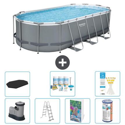 BESTWAY Basen Power Steel Owalny - 549x274x122 cm - 8-częściowy S556