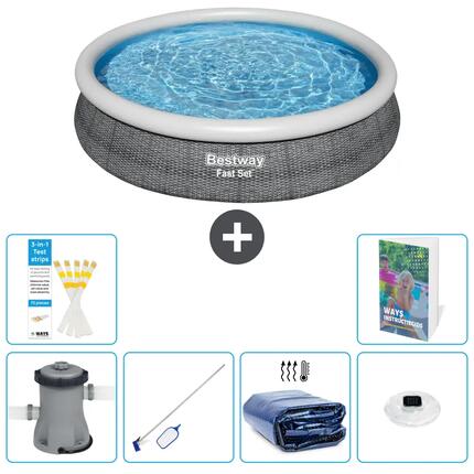 BESTWAY Basen Fast Set Okrągły - 366x76 cm - 7-częściowy S305