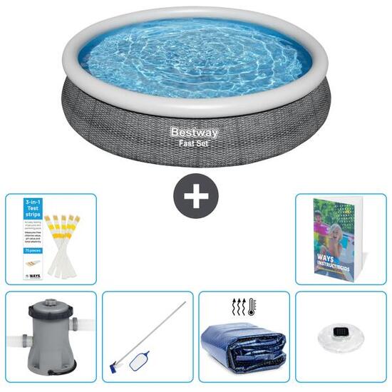 BESTWAY Basen Fast Set Okrągły - 366x76 cm - 7-częściowy S305