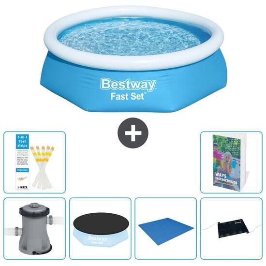BESTWAY Basen Fast Set Okrągły - 244x61 cm - 7-częściowy S214