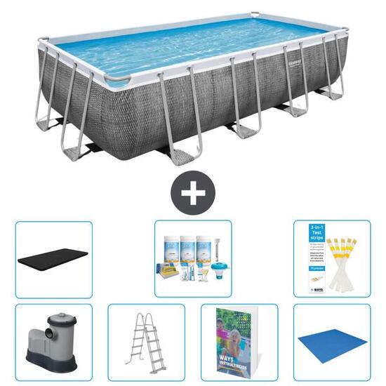 BESTWAY Basen Power Steel Prostokątny - 549x274x122 cm - 8-częściowy S599