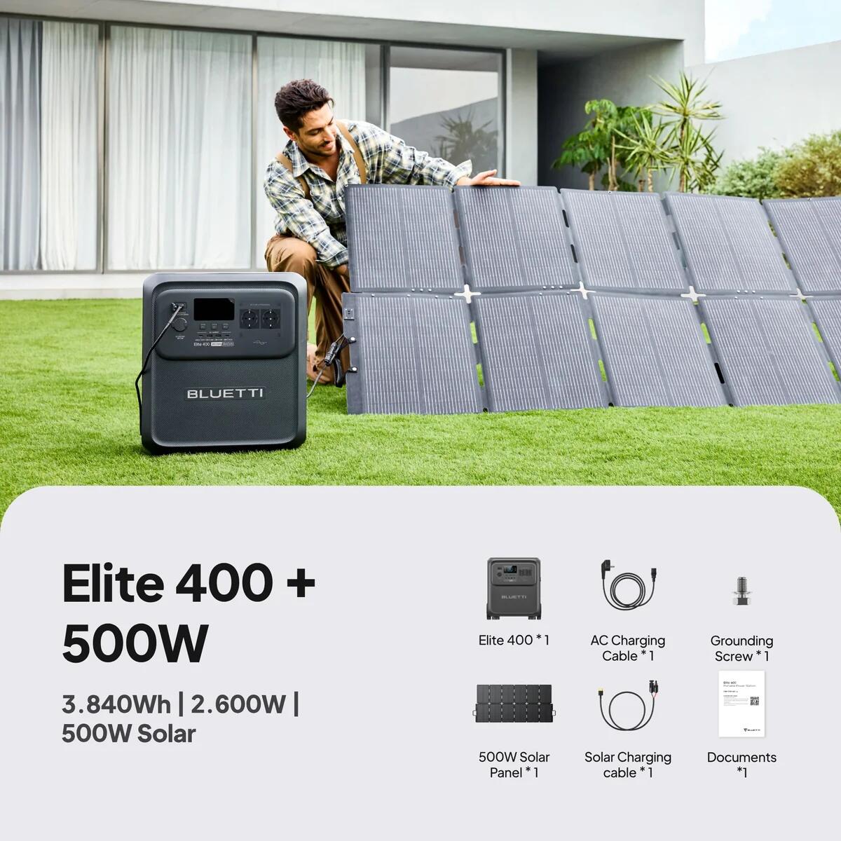 Stazione di alimentazione Elite 400 + 500W 3840Wh con ruote per backup domestico 2/8