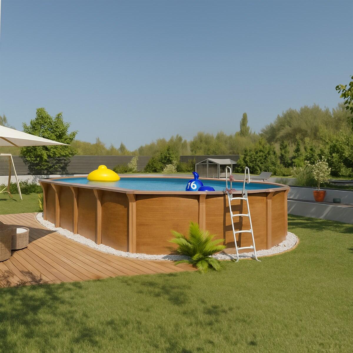 Piscine hors sol acier ovale 9,15 x 4,55 x 1,32 m aspect bois OSMOSE 2/7