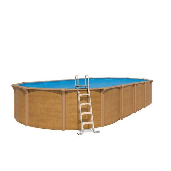Piscine hors sol acier ovale 9,15 x 4,55 x 1,32 m aspect bois OSMOSE
