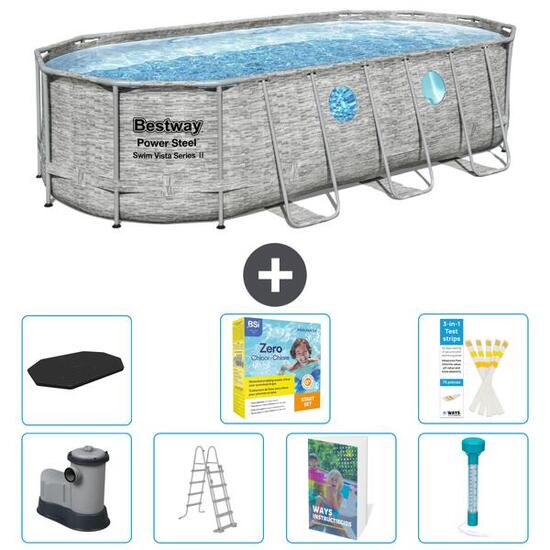 BESTWAY Basen Power Steel Owalny - 549x274x122 cm - 8-częściowy S532