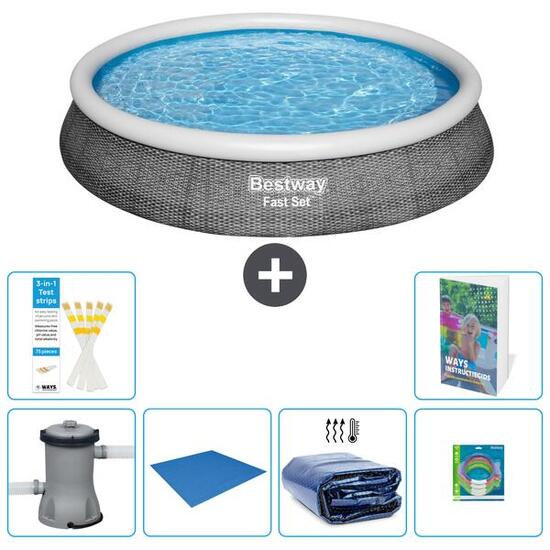 BESTWAY Basen Fast Set Okrągły - 396x84 cm - 7-częściowy S220