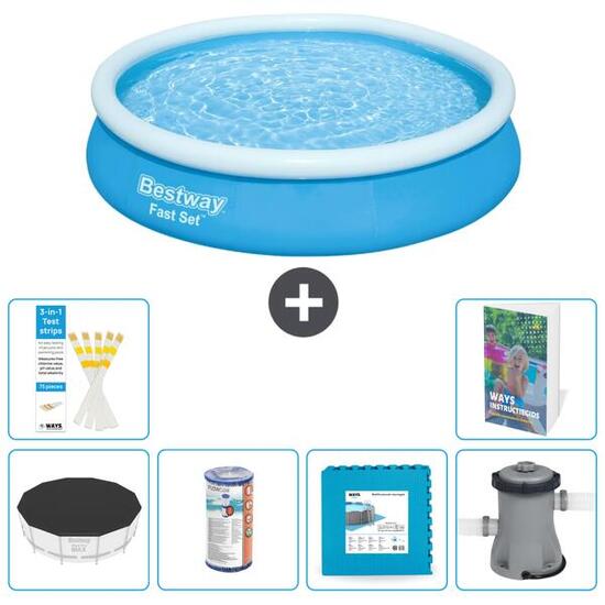 BESTWAY Basen Fast Set Okrągły - 366x76 cm - 7-częściowy S146