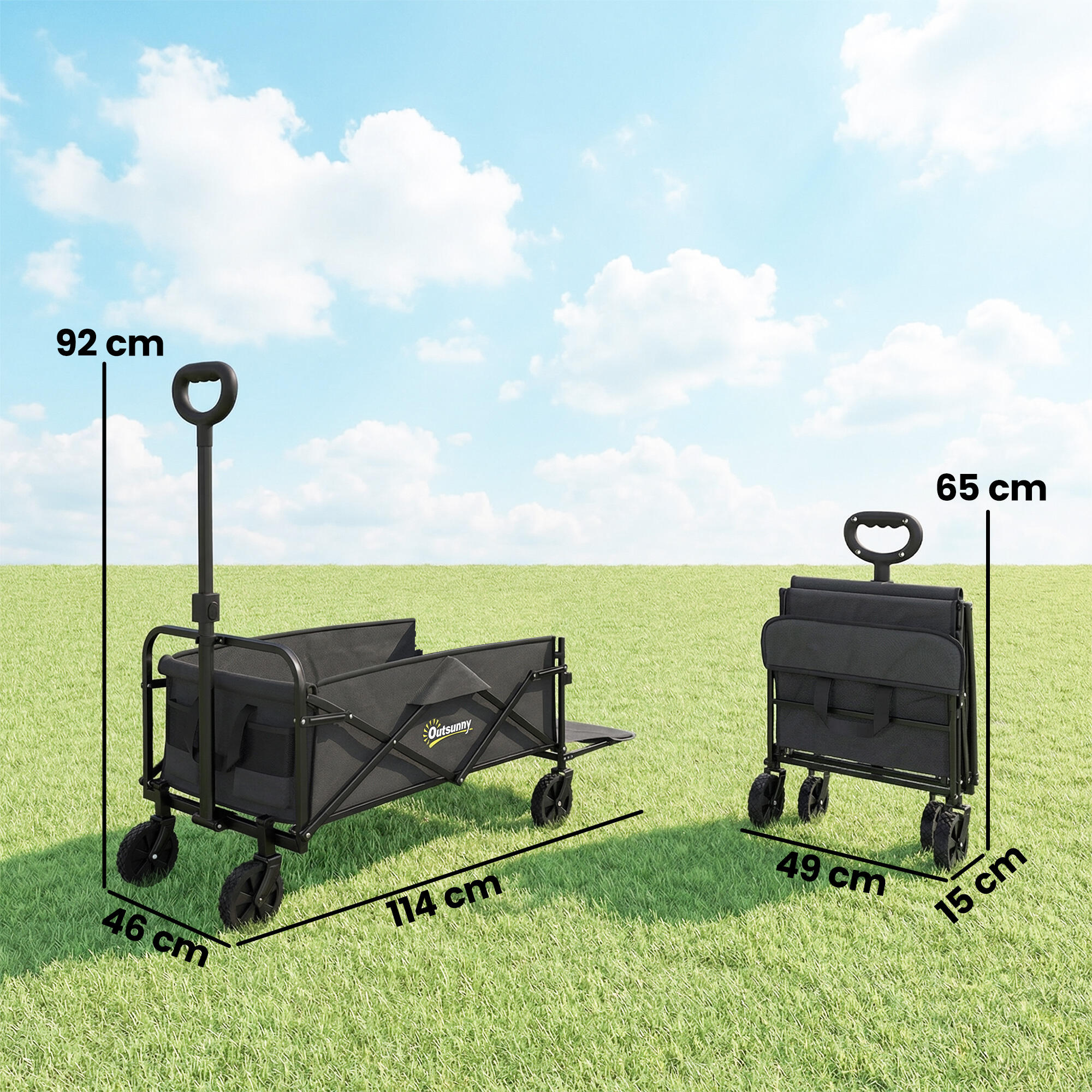 Outsunny Carrello Pieghevole da Campeggio con Portellone Espandibile, 72L 3/7