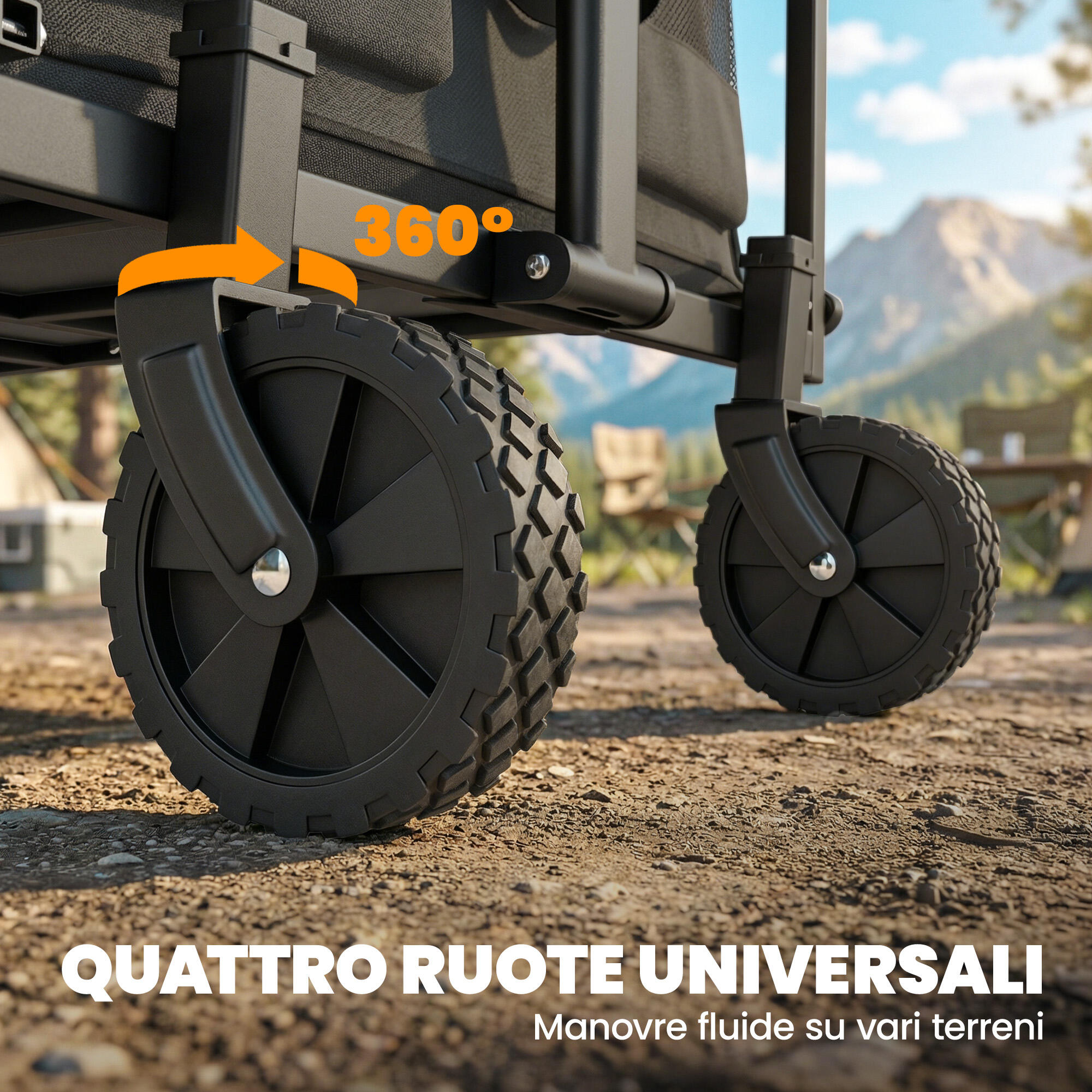 Outsunny Carrello Pieghevole da Campeggio con Portellone Espandibile, 72L 7/7