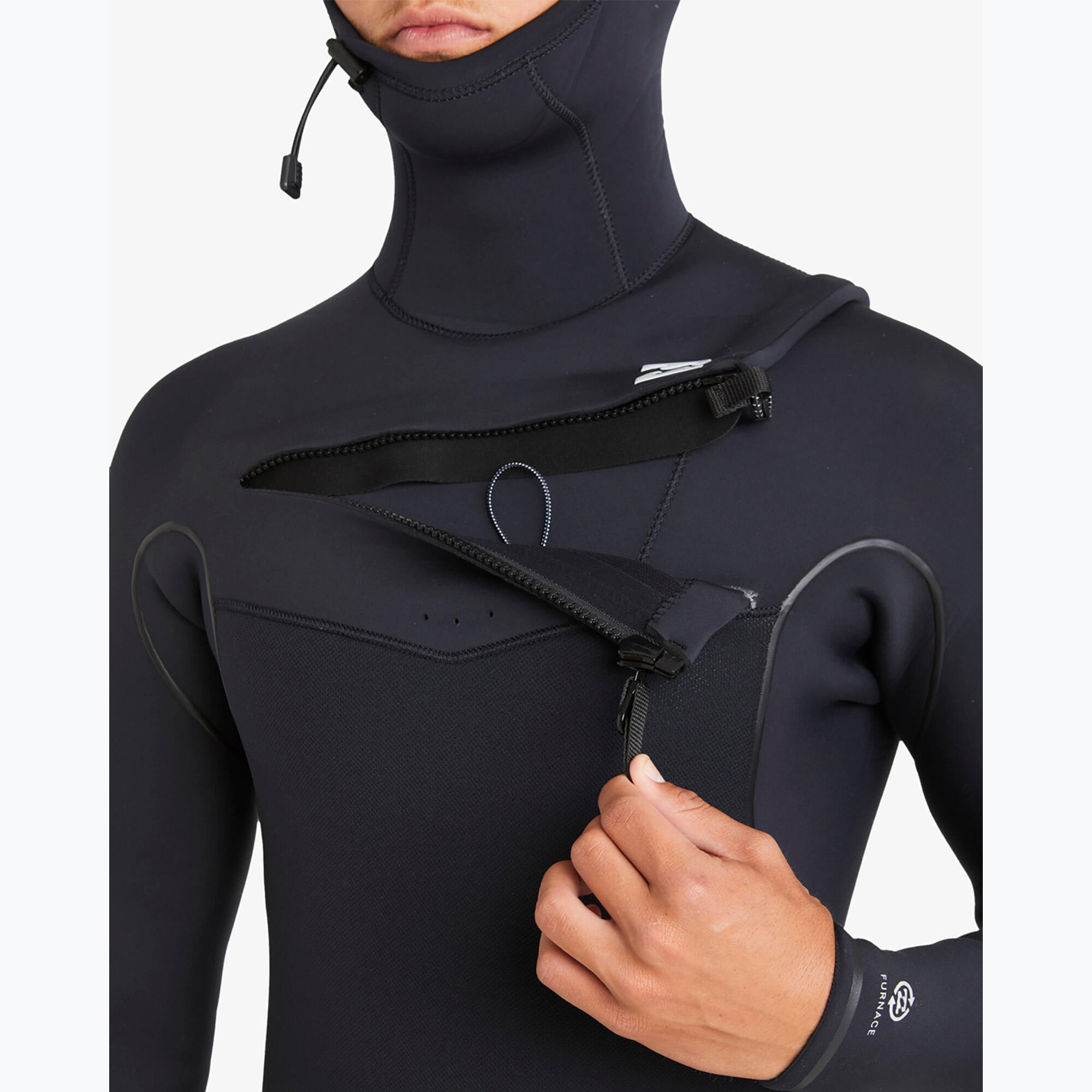 Pianka do pływania męska Billabong 5/4 mm Furnace Natural Chest Zip Hooded black 6/7