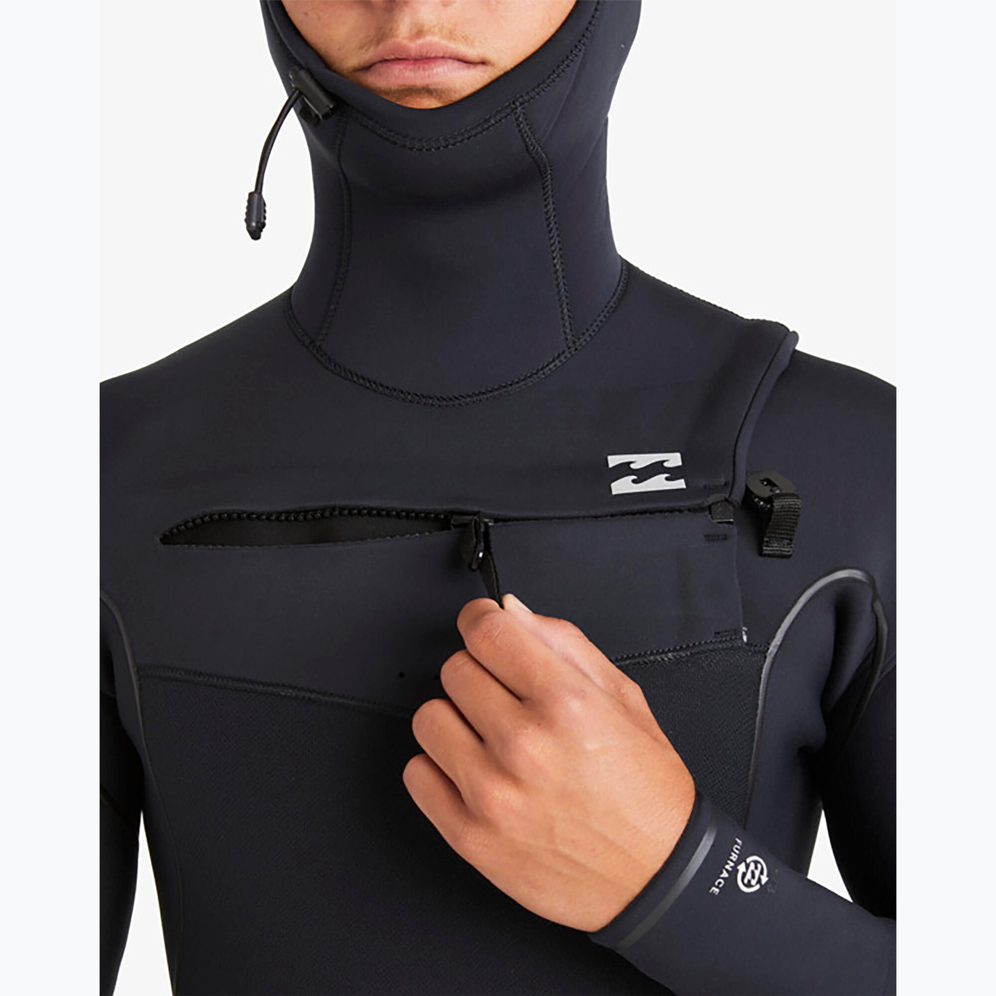 Pianka do pływania męska Billabong 5/4 mm Furnace Natural Chest Zip Hooded black 4/7
