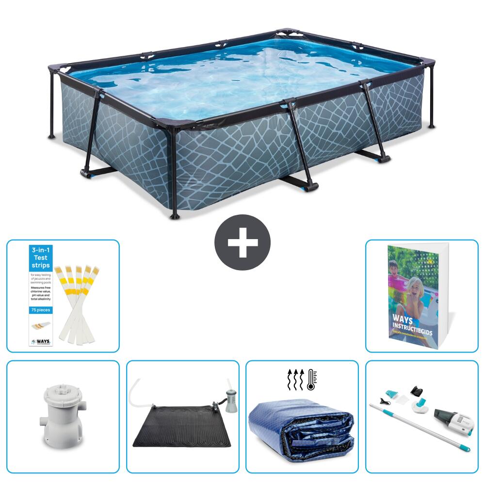 EXIT TOYS Piscina Exit Rectangular - Efecto piedra - 300x200x65 cm -   S252 1/7