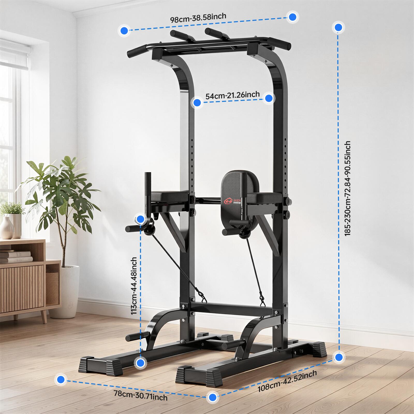 Musculation Power Tower Station Tractions Dips Multifonction Réglable 3/7