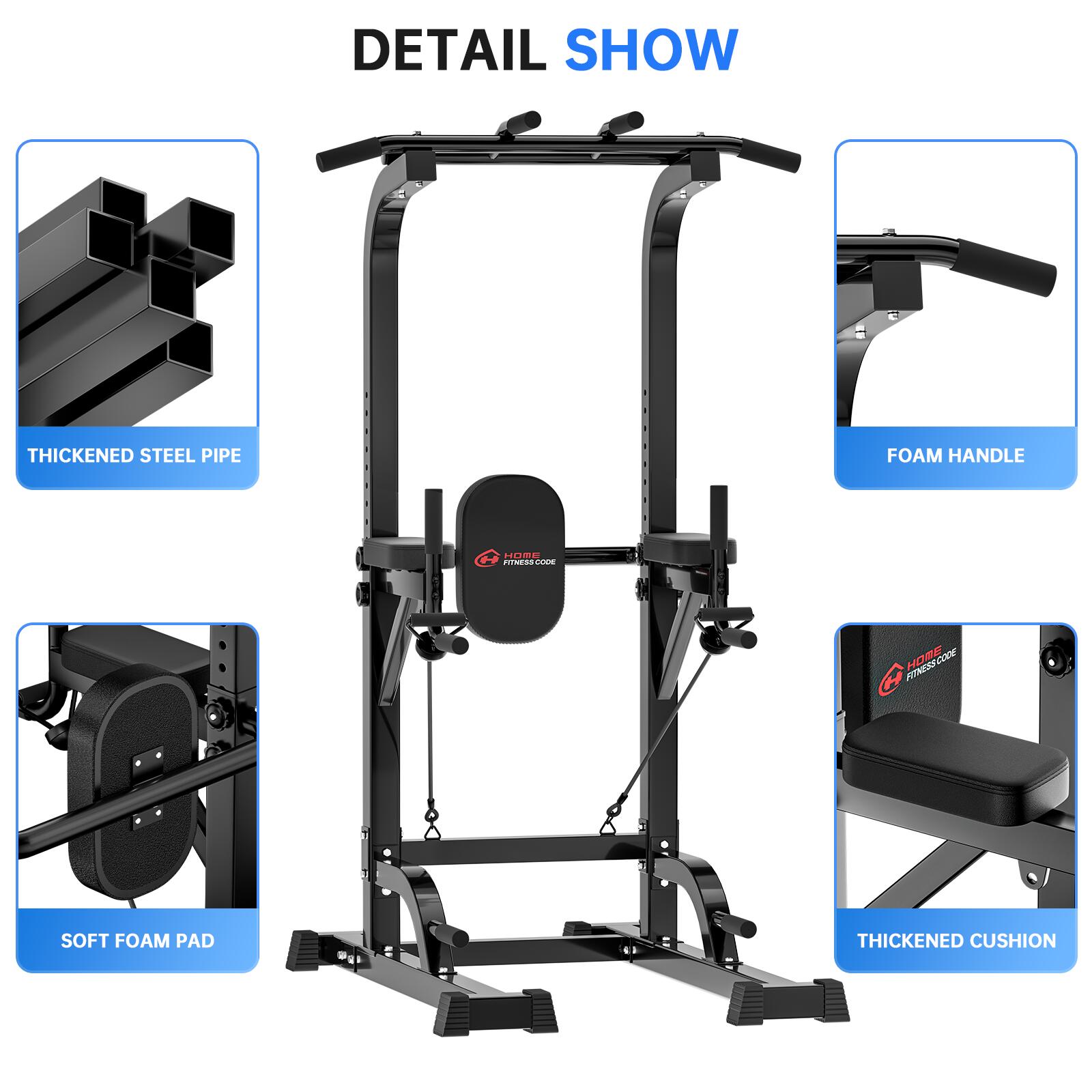 Musculation Power Tower Station Tractions Dips Multifonction Réglable 4/7