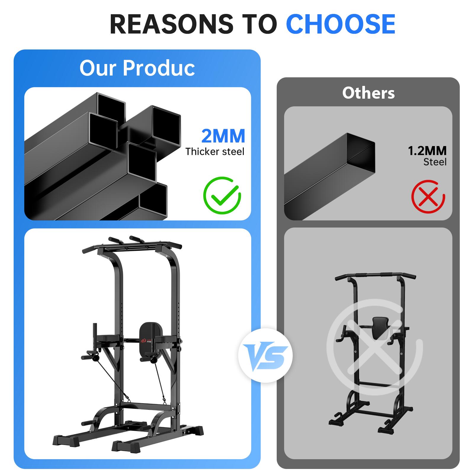 Musculation Power Tower Station Tractions Dips Multifonction Réglable 6/7