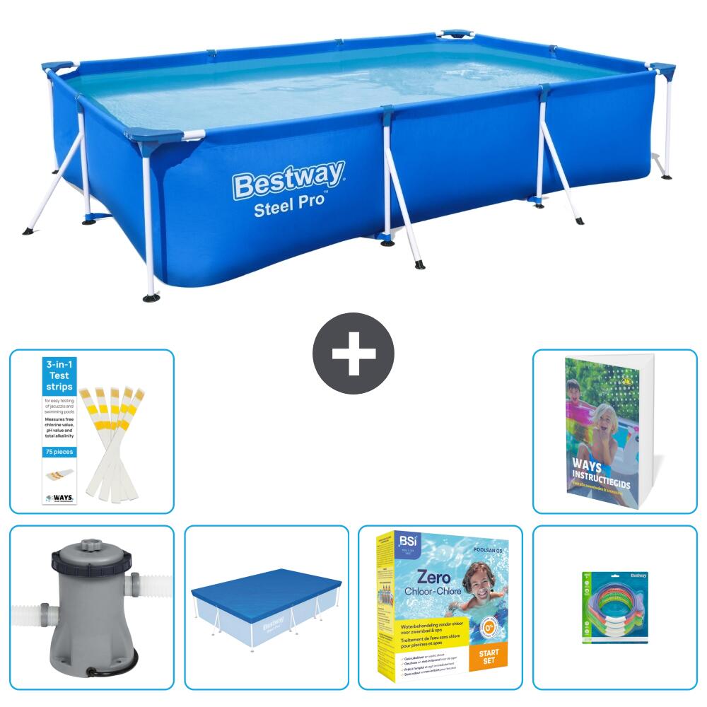 BESTWAY Basen Steel Pro Prostokątny - 300x201x66 cm - 7-częściowy  S231 1/7
