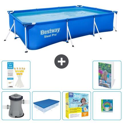 BESTWAY Basen Steel Pro Prostokątny - 300x201x66 cm - 7-częściowy S231