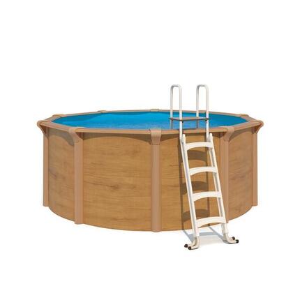 Piscine hors sol acier ronde Ø 3,65 x 1,32 m aspect bois OSMOSE