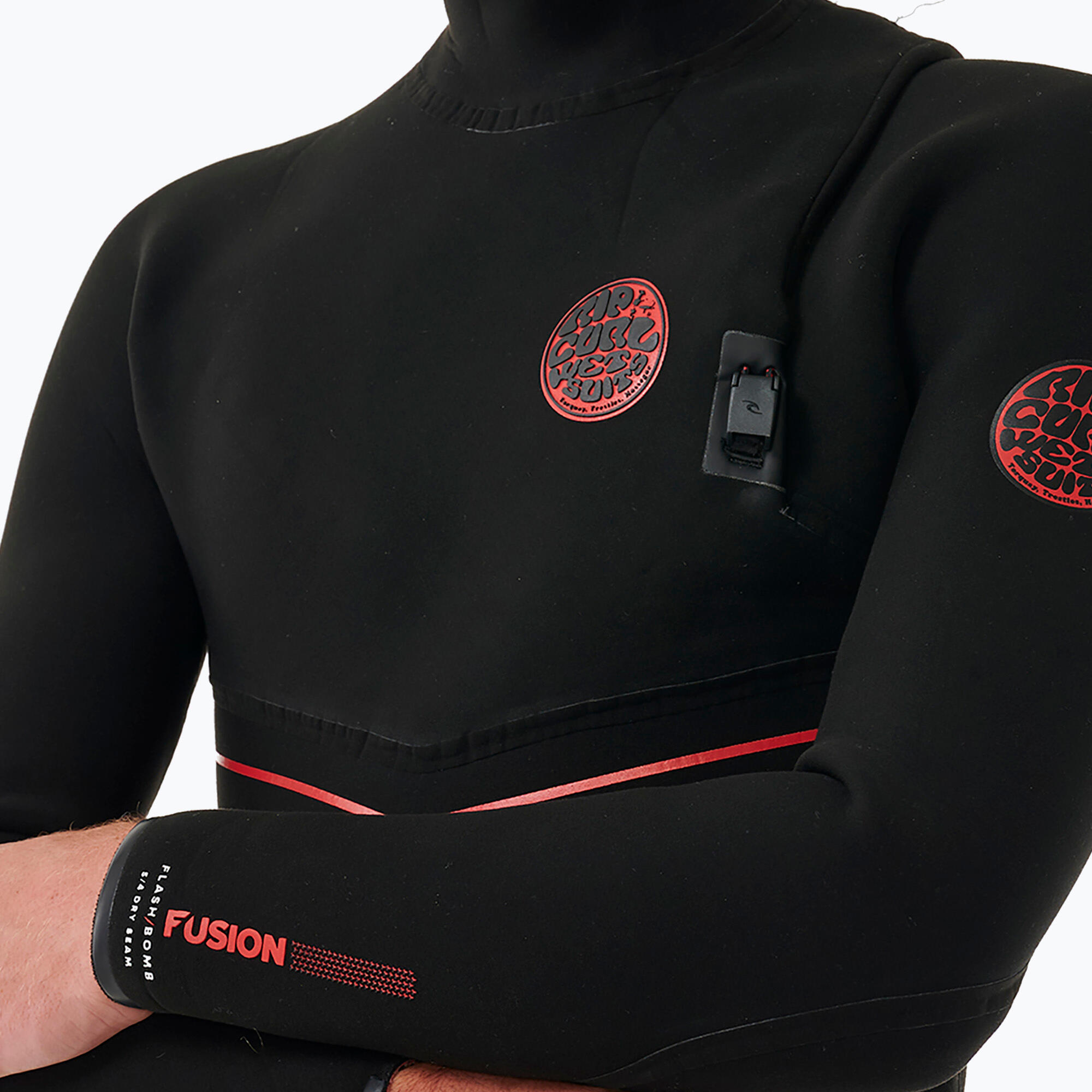 Pianka do pływania męska Rip Curl Flashbomb Fusion 5/4mm Hooded Zip Free black 5/5