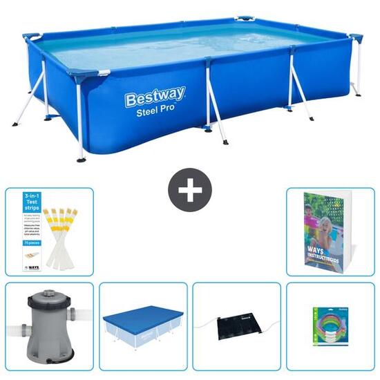BESTWAY Basen Steel Pro Prostokątny - 300x201x66 cm - 7-częściowy S211