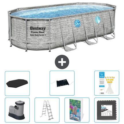 BESTWAY Basen Power Steel Owalny - 549x274x122 cm - 8-częściowy S543