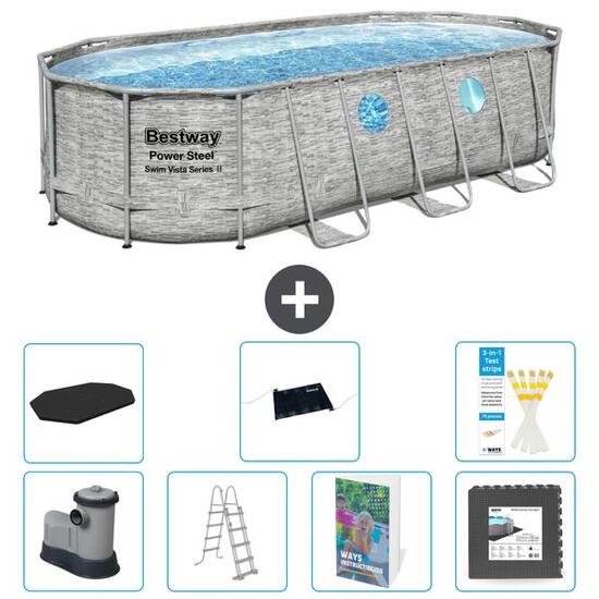 BESTWAY Basen Power Steel Owalny - 549x274x122 cm - 8-częściowy S543