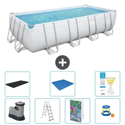 BESTWAY Basen Power Steel Prostokątny - 549x274x122 cm - 8-częściowy S568