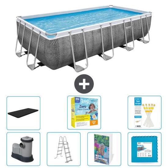 BESTWAY Basen Power Steel Prostokątny - 549x274x122 cm - 8-częściowy S566